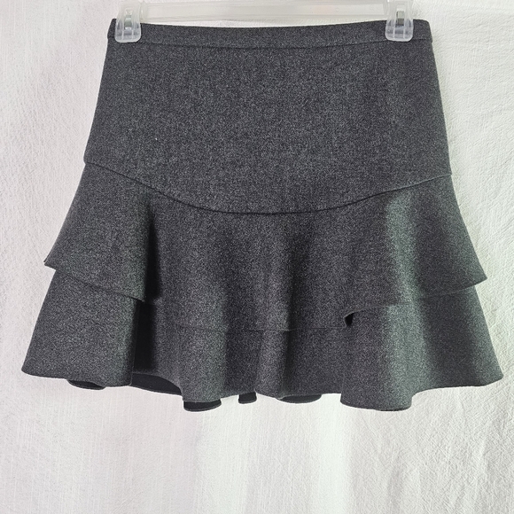 J Crew Womens Tiered Ruffle Mini Skirt Sz 2 Wool Blend Double Layered Lined - Picture 1 of 13